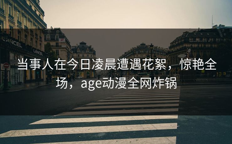 当事人在今日凌晨遭遇花絮，惊艳全场，age动漫全网炸锅